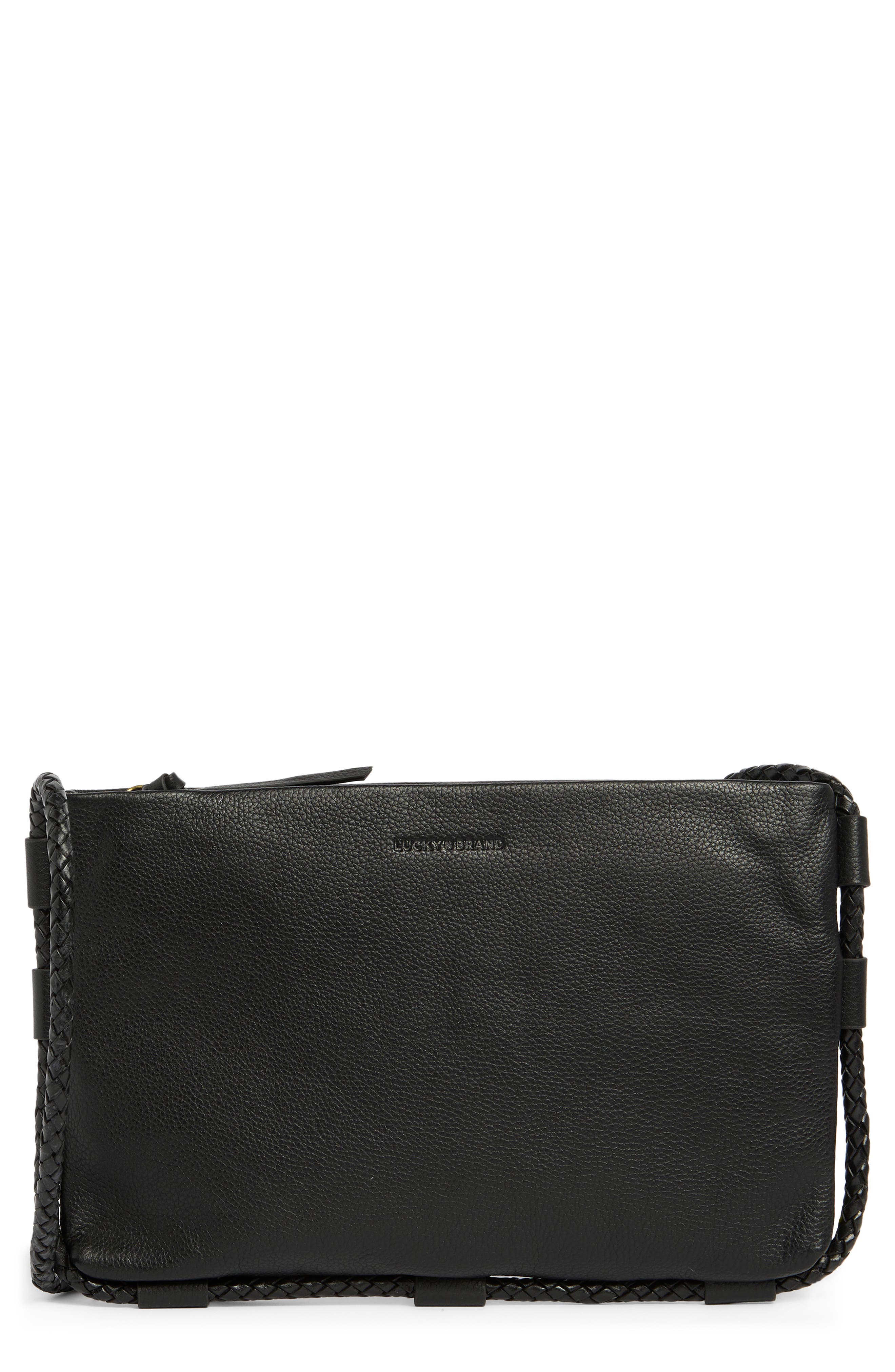 Lucky Brand Zila Leather Crossbody Bag, Main, color, Black