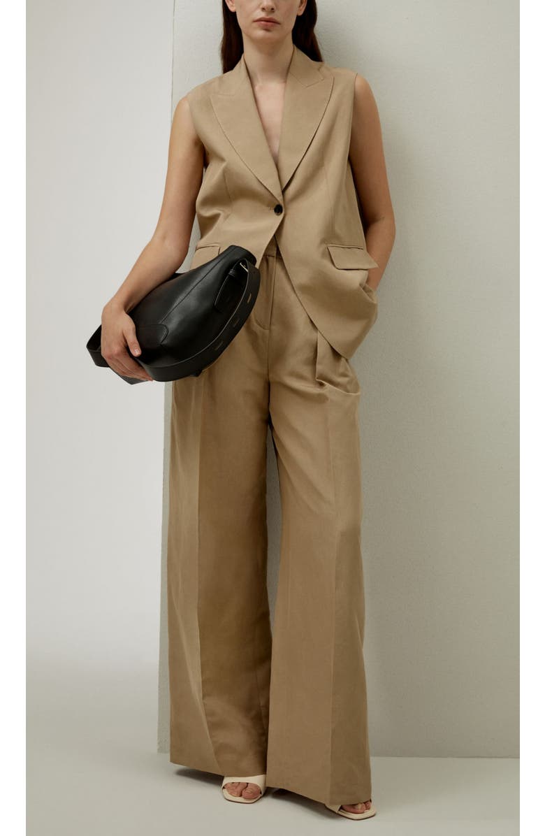 Lilysilk Single Button Sleeveless Lapel Blazer, Alternate, color, Oak