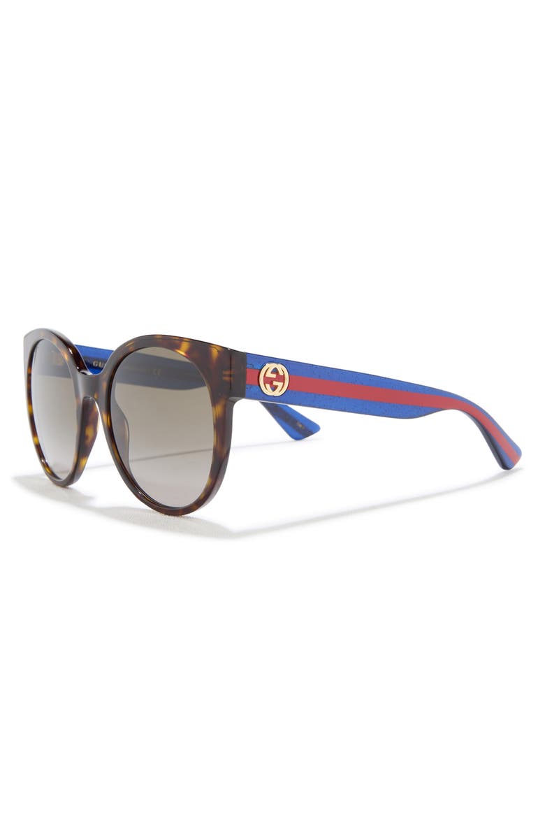 Gucci 54mm Round Sunglasses, Alternate, color, Havana Blue Brown