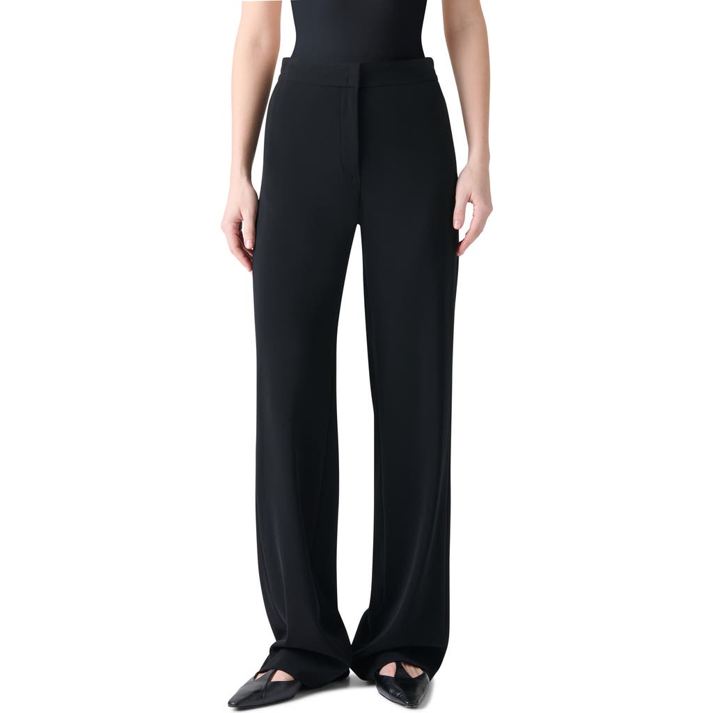Akris Punto Marla Wide Straight Leg Dress Pant In Black