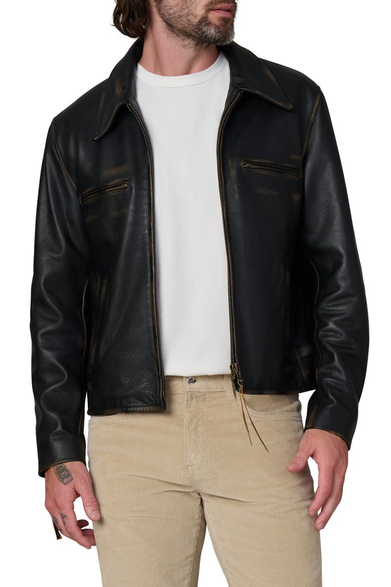 Rider Leather Jacket, Main, color, COGNAC SANDED