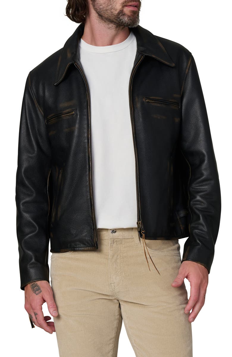 Joe's Rider Leather Jacket, Main, color, Cognac Sanded