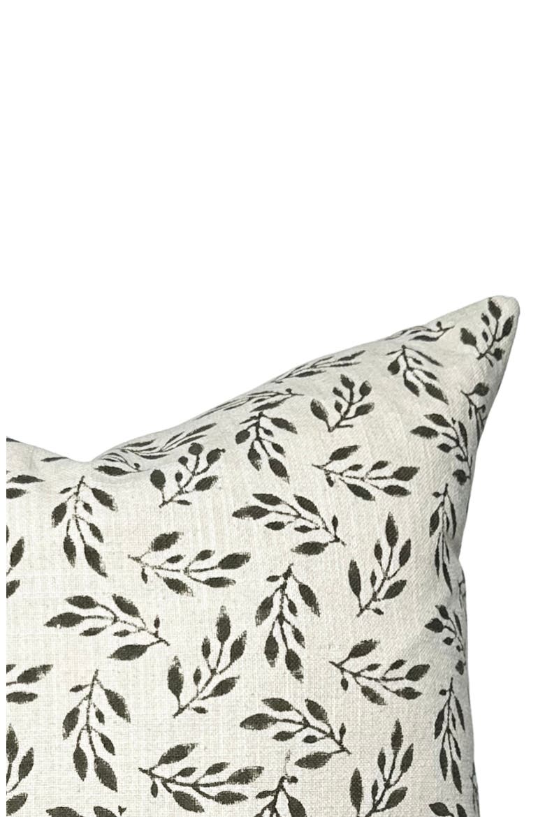 Blaire | Cream Deep Brown Floral Handblock Pillow Cover, Alternate, color, Ivory