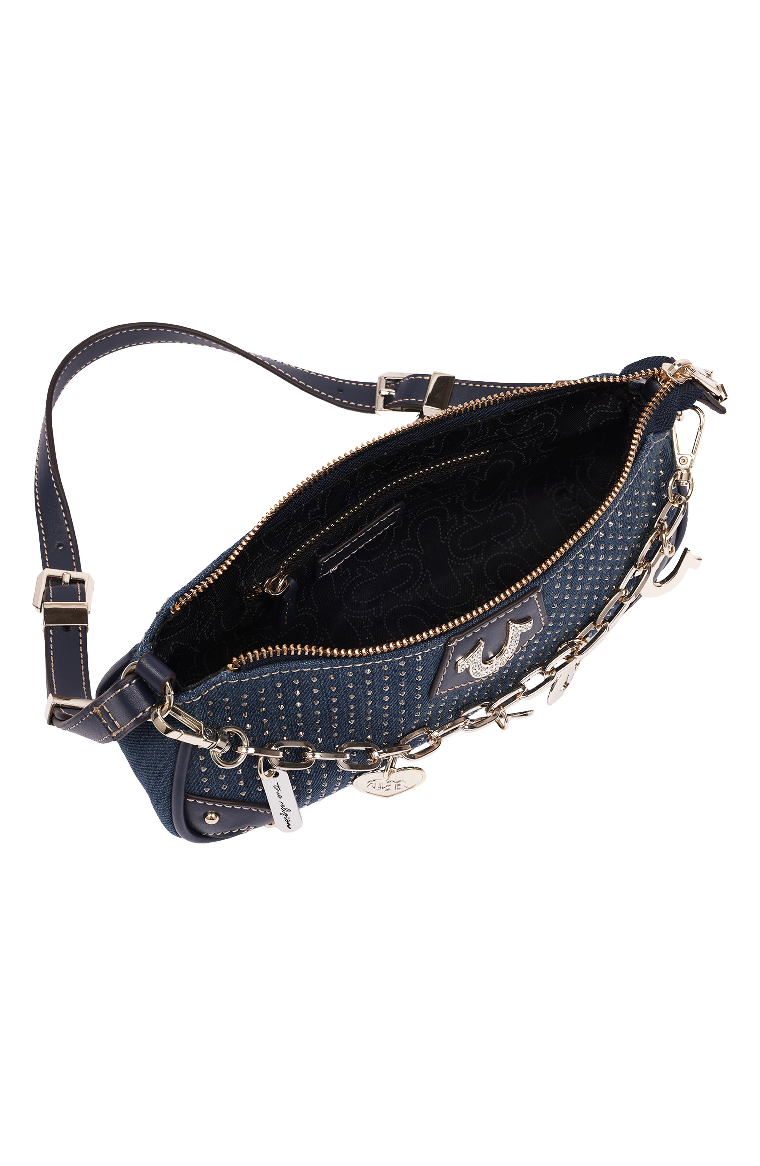 Sparkle Denim Baguette Bag, Alternate, color, DARK DENIM
