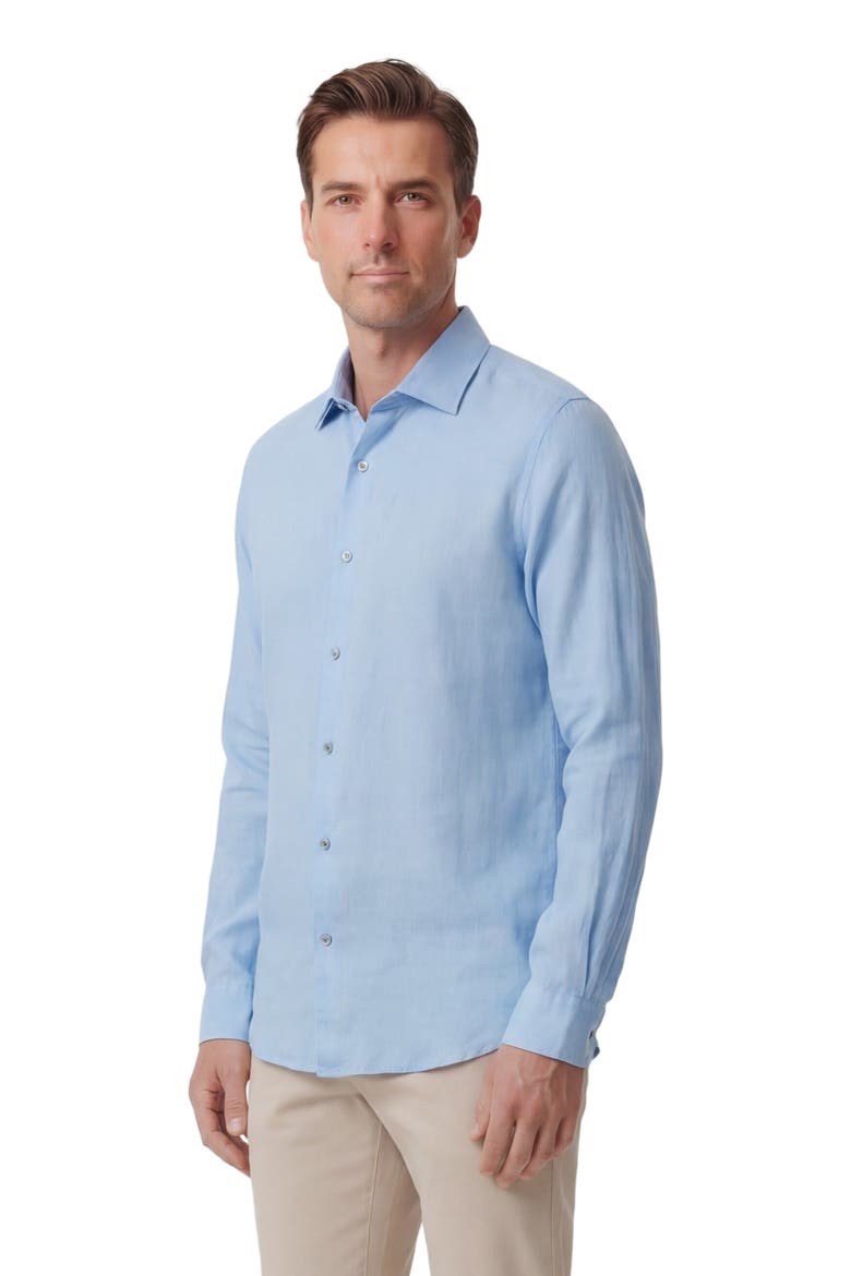 Uomo Solid Long Sleeve Fine Linen Shirt, Alternate, color, LAURENT BLUE