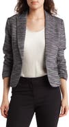 Amanda & Chelsea Space Dye Ruched Sleeve Jacquard Blazer