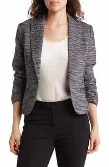 Amanda & Chelsea Space Dye Ruched Sleeve Jacquard Blazer