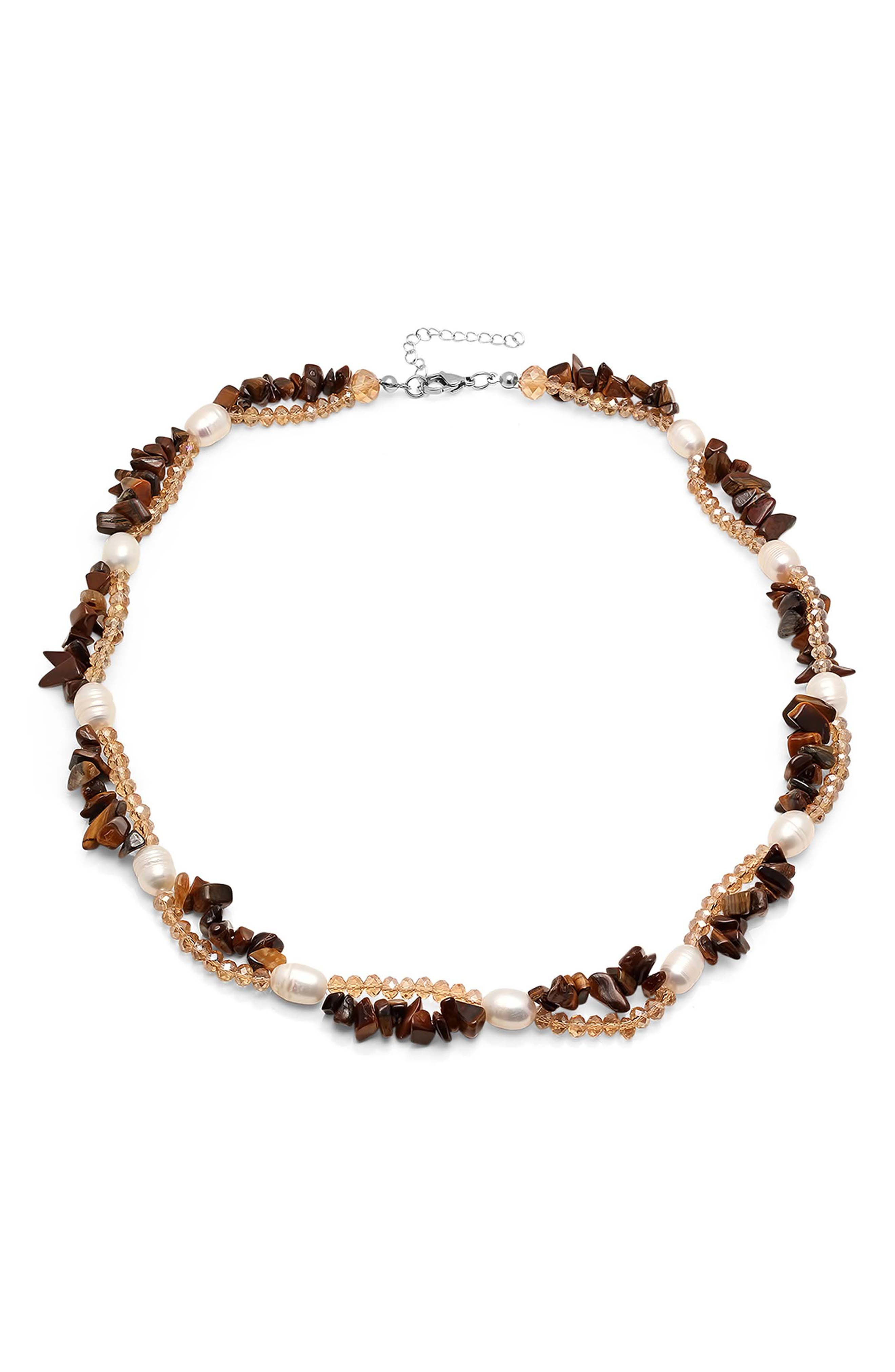 Freshwater Pearl & Stone Beaded Necklace