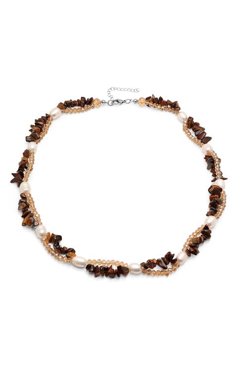 Freshwater Pearl & Stone Beaded Necklace