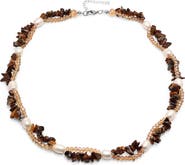STEELTIME Freshwater Pearl & Stone Beaded Necklace