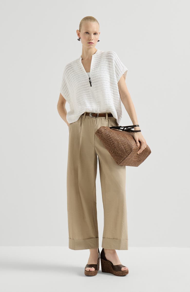 Brunello Cucinelli Cardigan with openwork stripes, Alternate, color, White