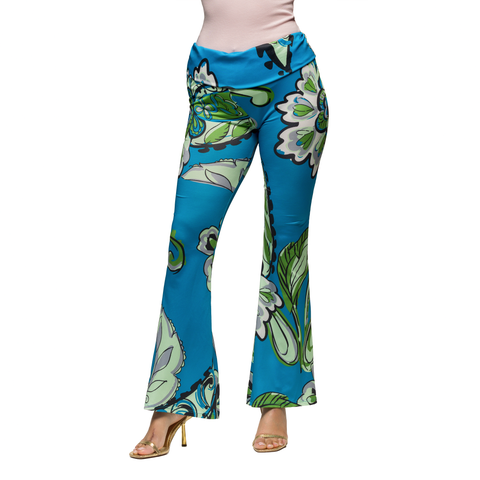 Maternity Paisley Bell Bottom Foldover Waist Pants