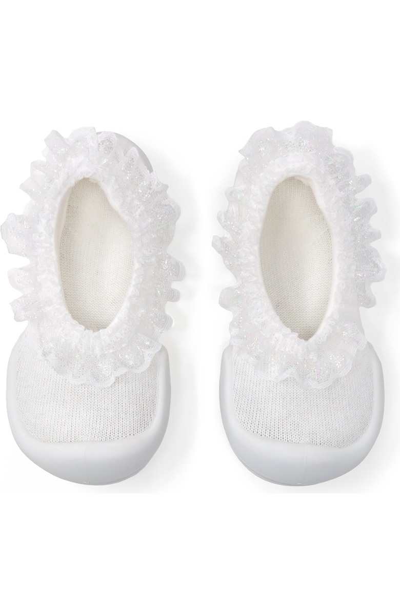Komuello Toddler Girl Sock Shoes Flat Style, Main, color, Snow Lace