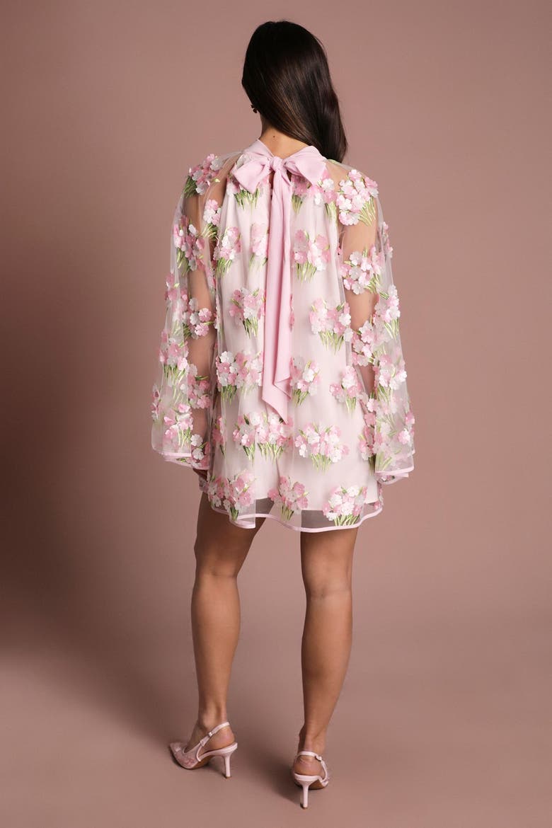 Long Sleeve Mesh Shift Dress, Alternate, color, Pink