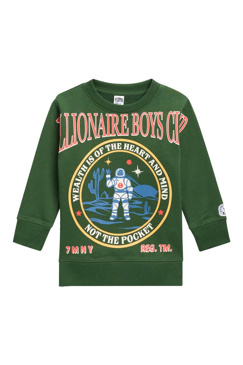 Kids' Astronaut Graphic Sweatshirt, Main, color, GREENER PASTURES