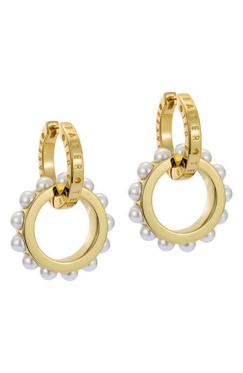 Ted Baker Lorrie Faux Pearl Double Link Drop Earrings In Gold Tone Pearl
