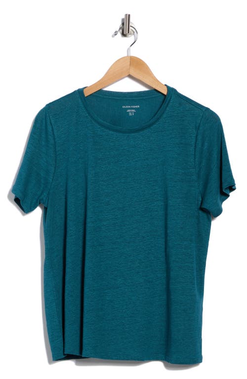 Eileen Fisher Organic Linen Crewneck T-shirt In Green