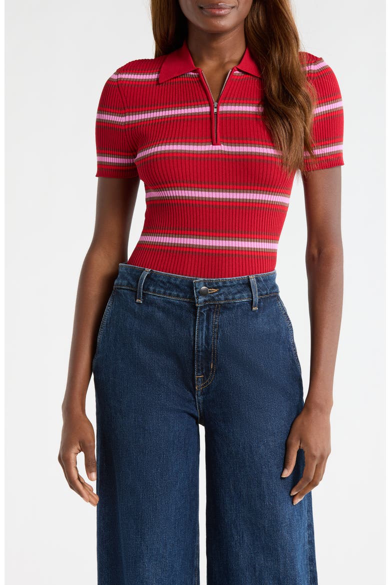 Ren Stripe Rib Polo Sweater, Main, color, DANA STRIPE
