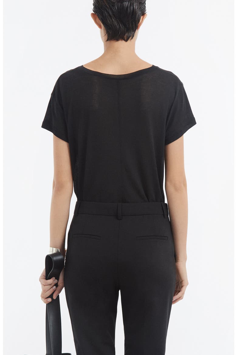 Crewneck Short Sleeve T-Shirt in Cotton Jersey, Alternate, color, Black
