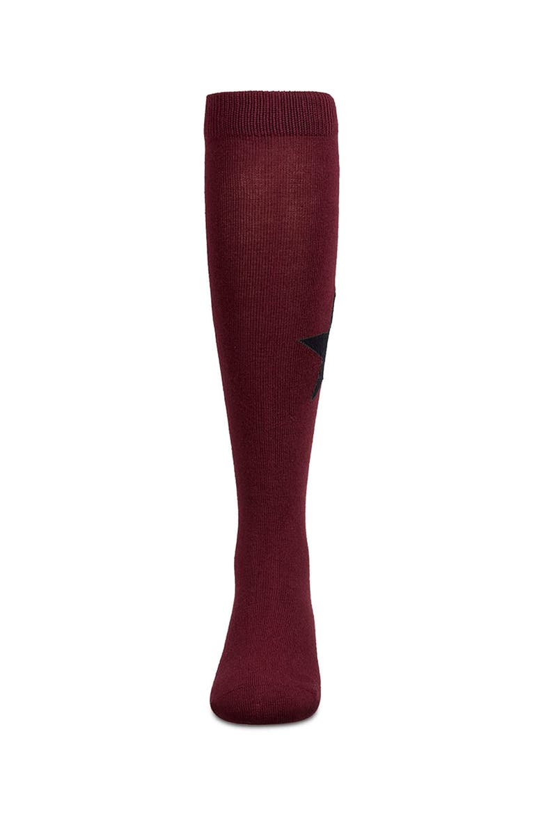 Star Themed Knee Sock, Alternate, color, Burgundy