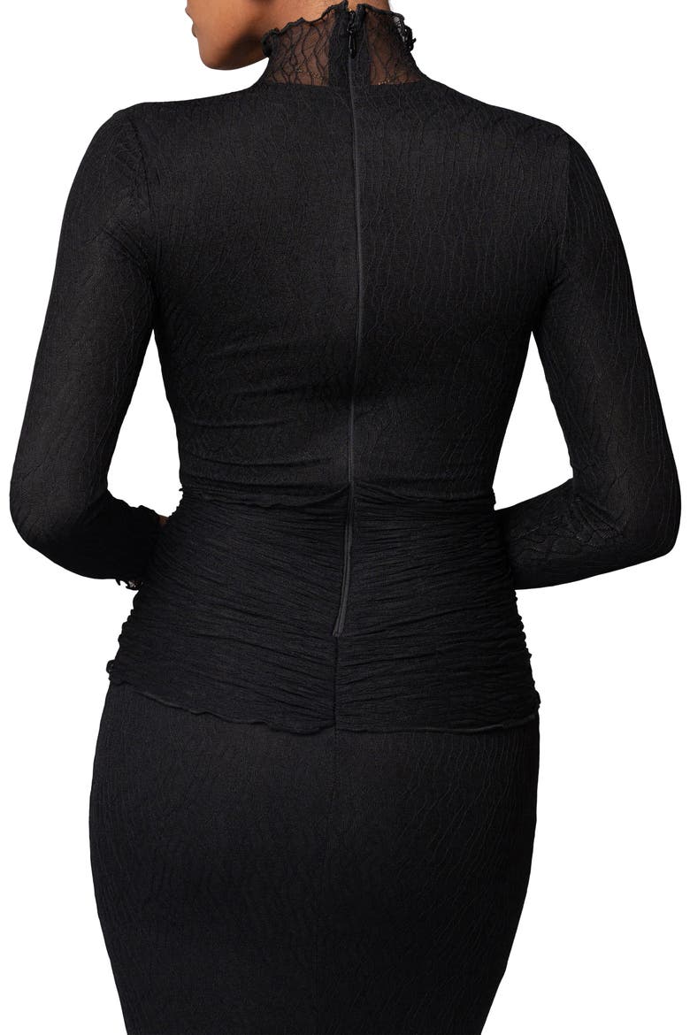 Mock Neck Long Sleeve Mesh Dress, Alternate, color, BLACK