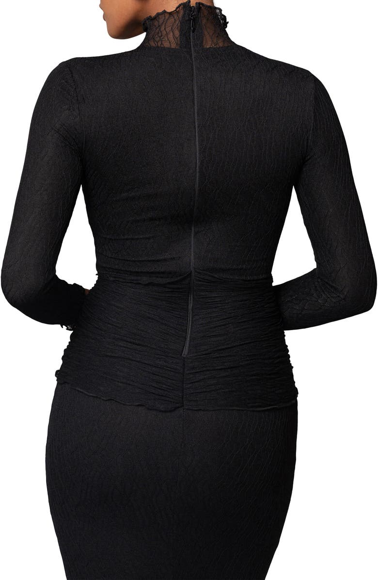 JLUXLABEL Mock Neck Long Sleeve Mesh Dress, Alternate, color, Black