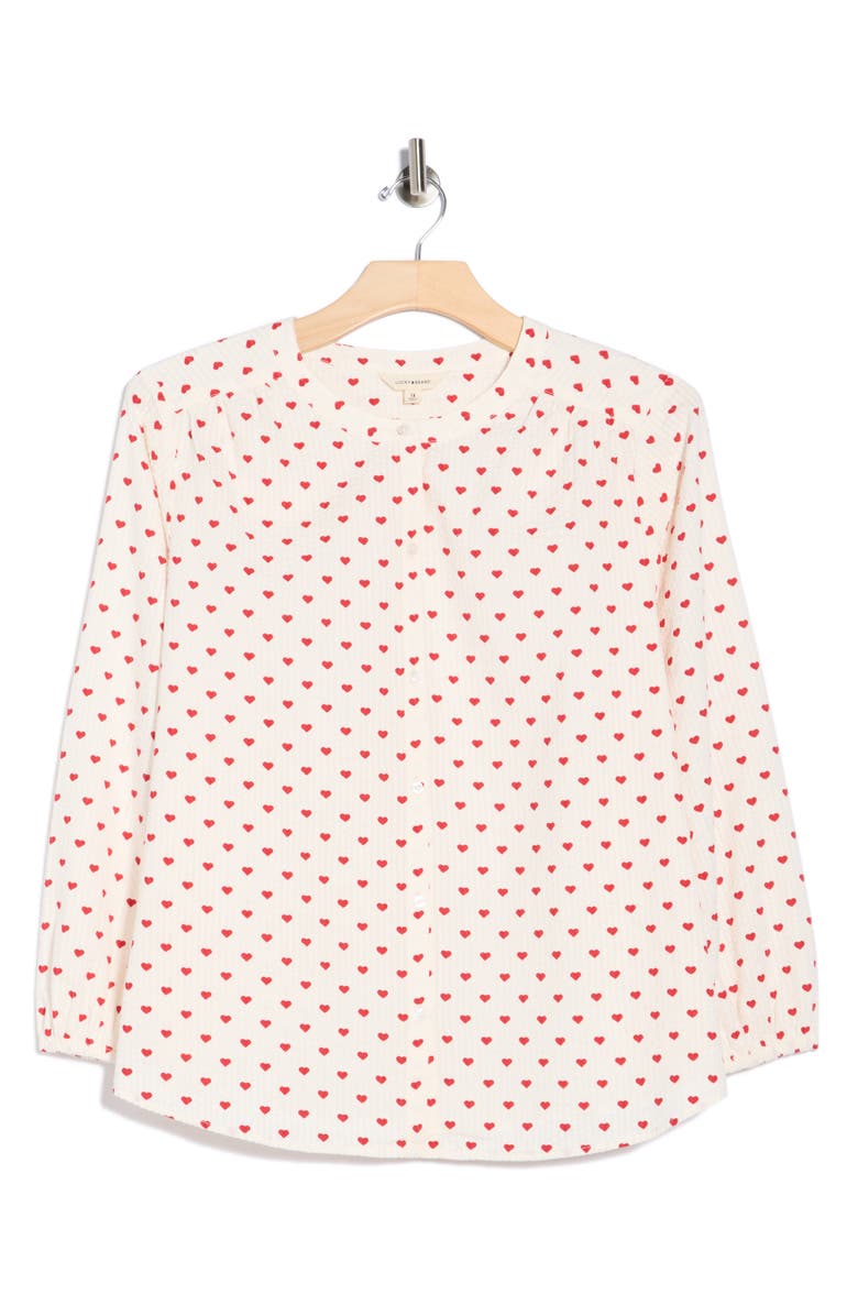 Lucky Brand Long Sleeve Button-Up Shirt, Main, color, Cream/ Red
