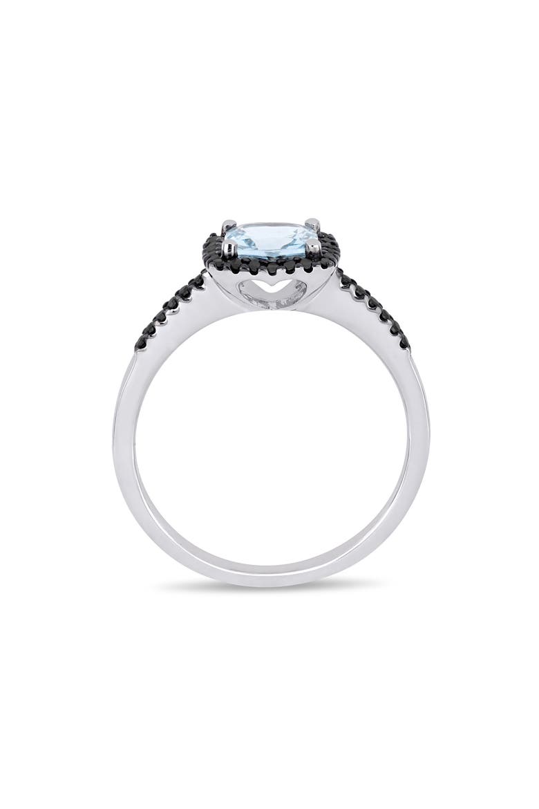 Cushion-Cut Aquamarine & Black Diamond Ring, Alternate, color, BLUE