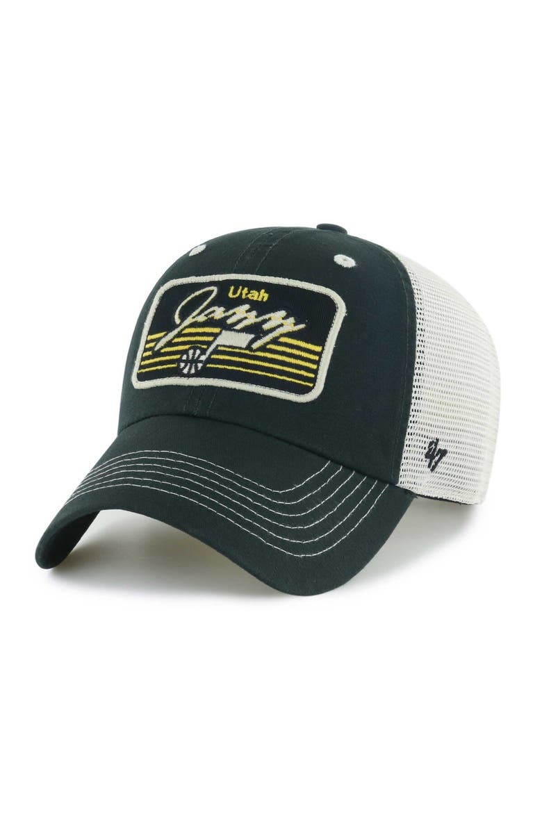 '47 Men's '47 Black Utah Jazz Five Point Patch Clean Up Adjustable Hat, Main, color, 