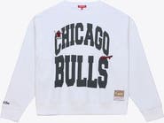 Mitchell & Ness Women's Mitchell & Ness  White Chicago Bulls Lightweight Block Letter Sweatshirt
