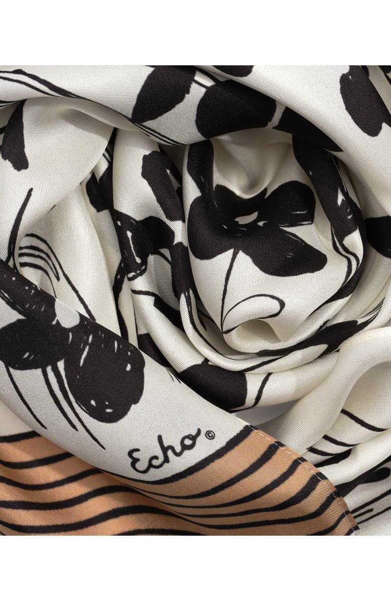 Echo Scribble Floral Silk Oblong, Alternate, color, Cream