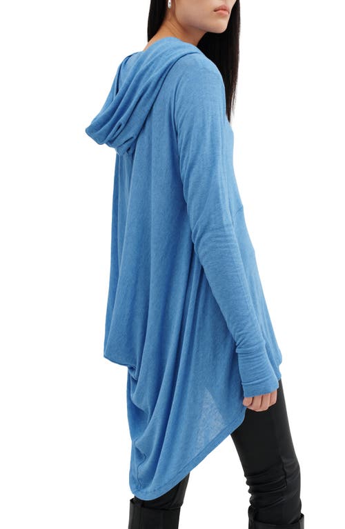 Two Lines By Marcella Berkeley Hooded Tunic Top In Azure Blue