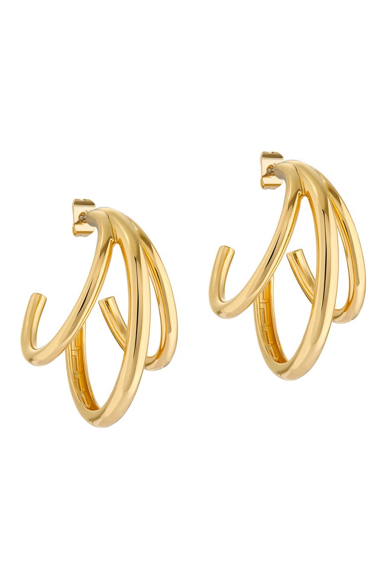 Henreta Triple Hoop Earrings, Alternate, color, GOLD TONE