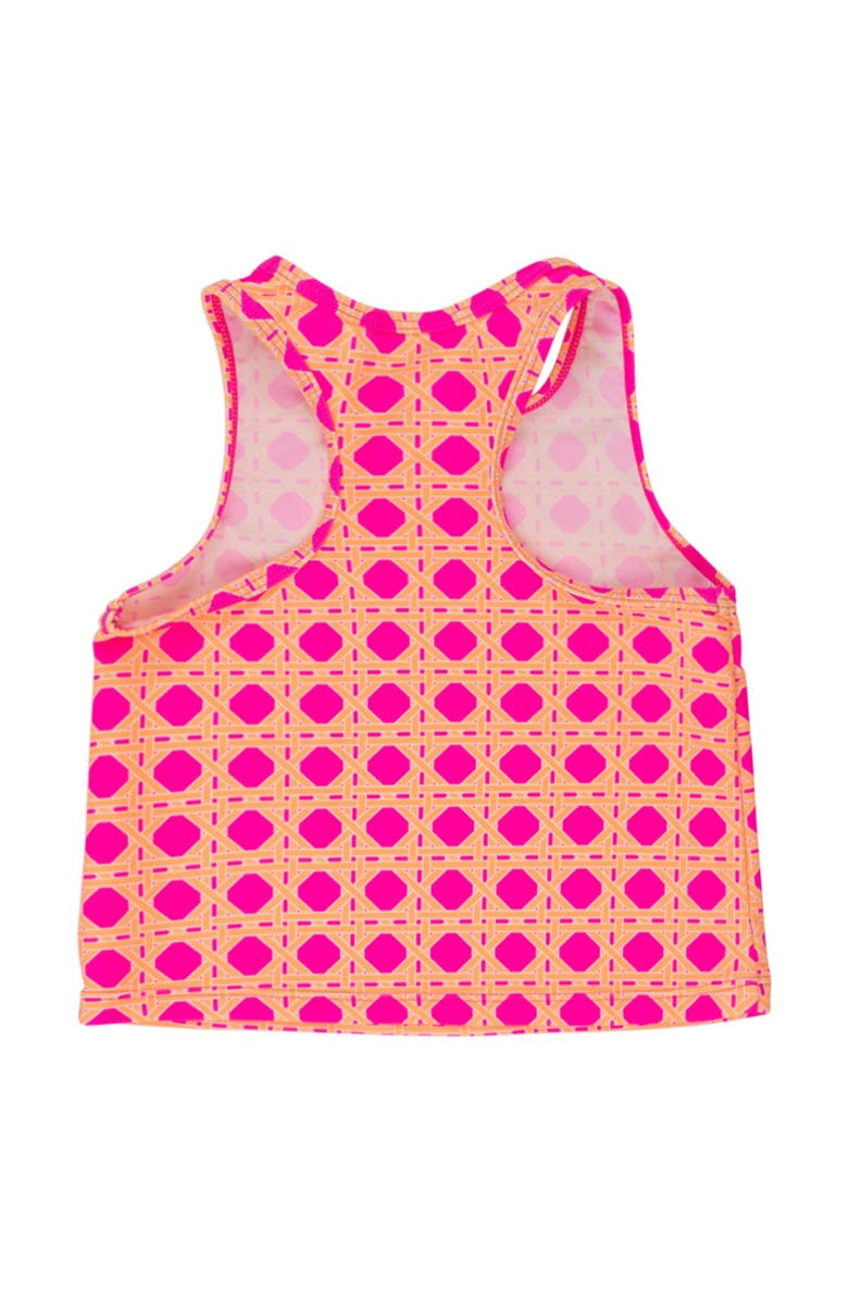 RuffleButts Girls UPF50+ Active Tank Top, Alternate, color, Neon Sherbet Cane