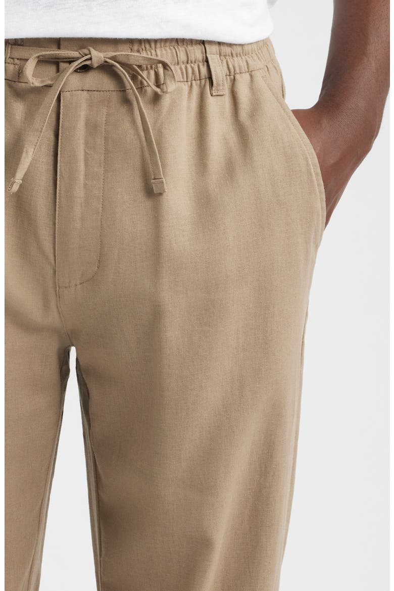 Straight Leg Linen Blend Drawstring Pants, Alternate, color, DESERT TAUPE