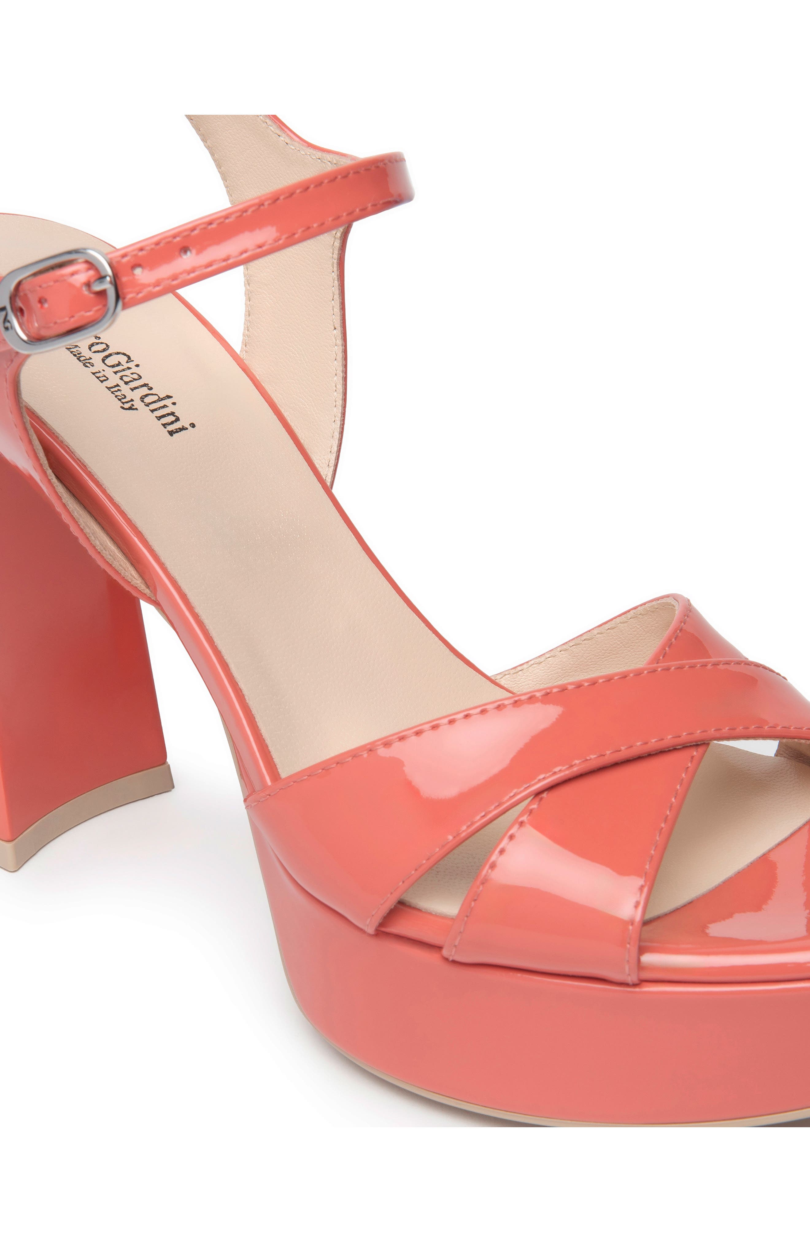 NeroGiardini Ankle Strap Platform Sandal, Alternate, color, Poppy