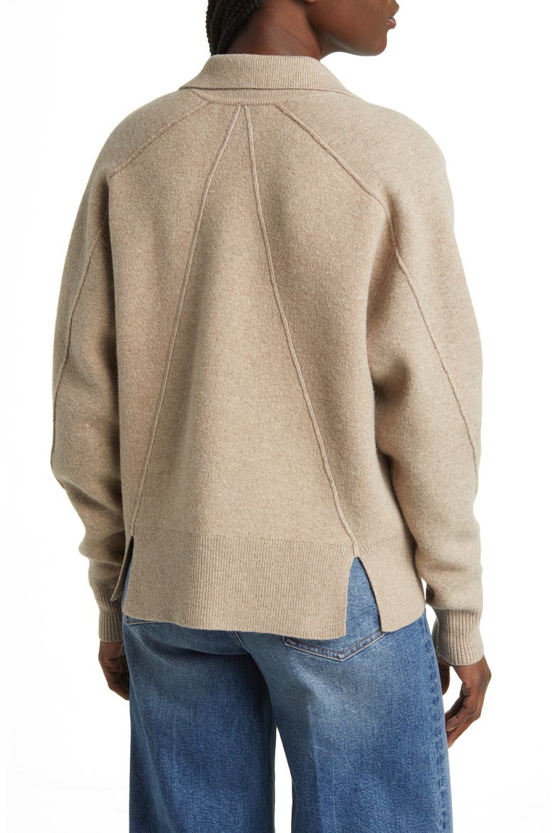 Bridget Wool Blend Polo Sweater, Alternate, color, OATMEAL