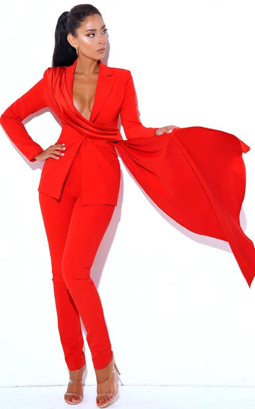Miss Circle Vandra Draping Blazer Jacket In Red