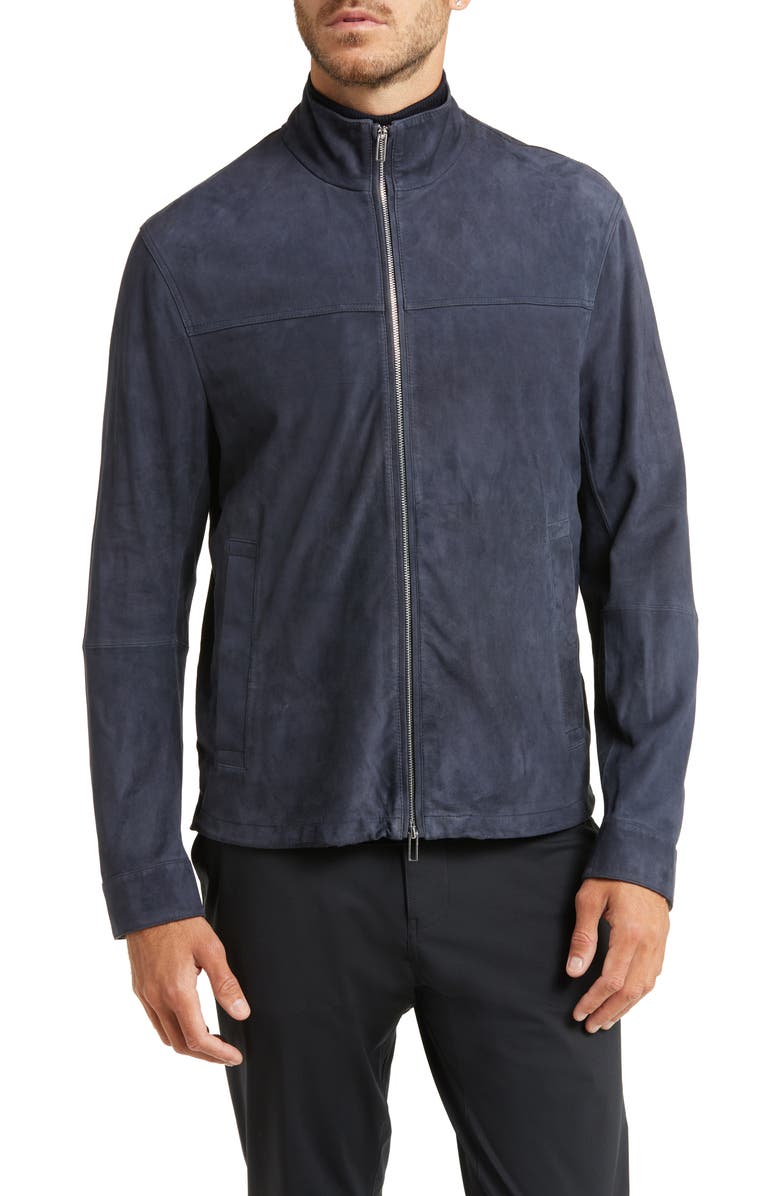 Emporio Armani Suede Bomber Jacket, Alternate, color, 
