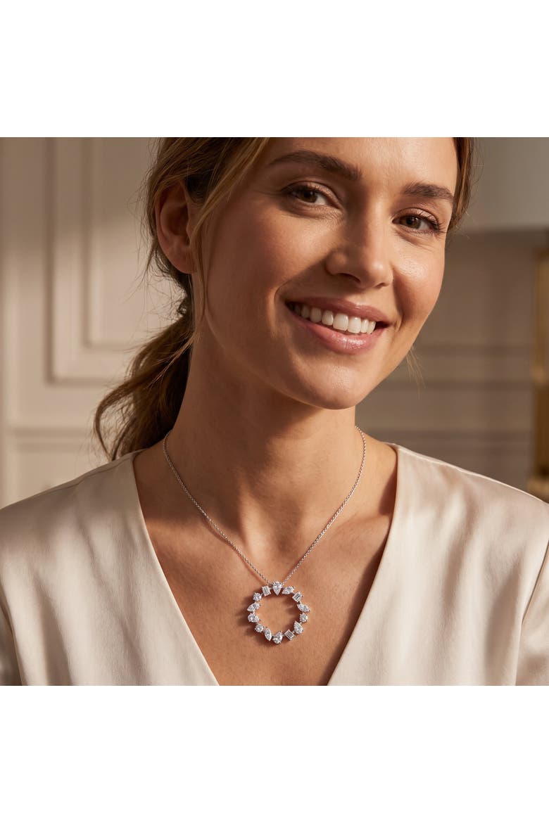 3Ct Multi Shape Ferra Diamond Circle Pendant 14k Gold Lab Grown Necklace 18", Alternate, color, 14k White Gold