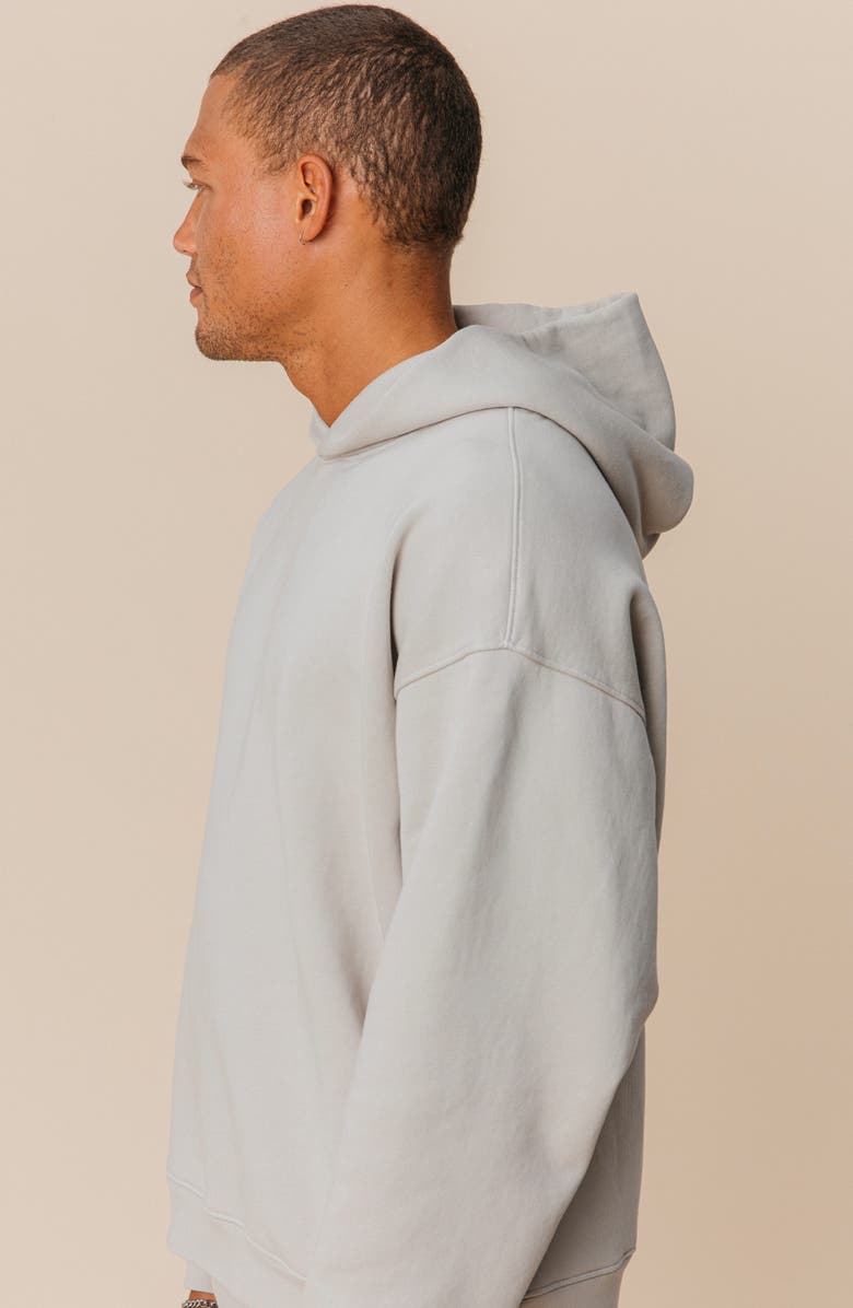 Ocio Men's Organic Cotton Teddy Oversized Hoodie, Alternate, color, Stone
