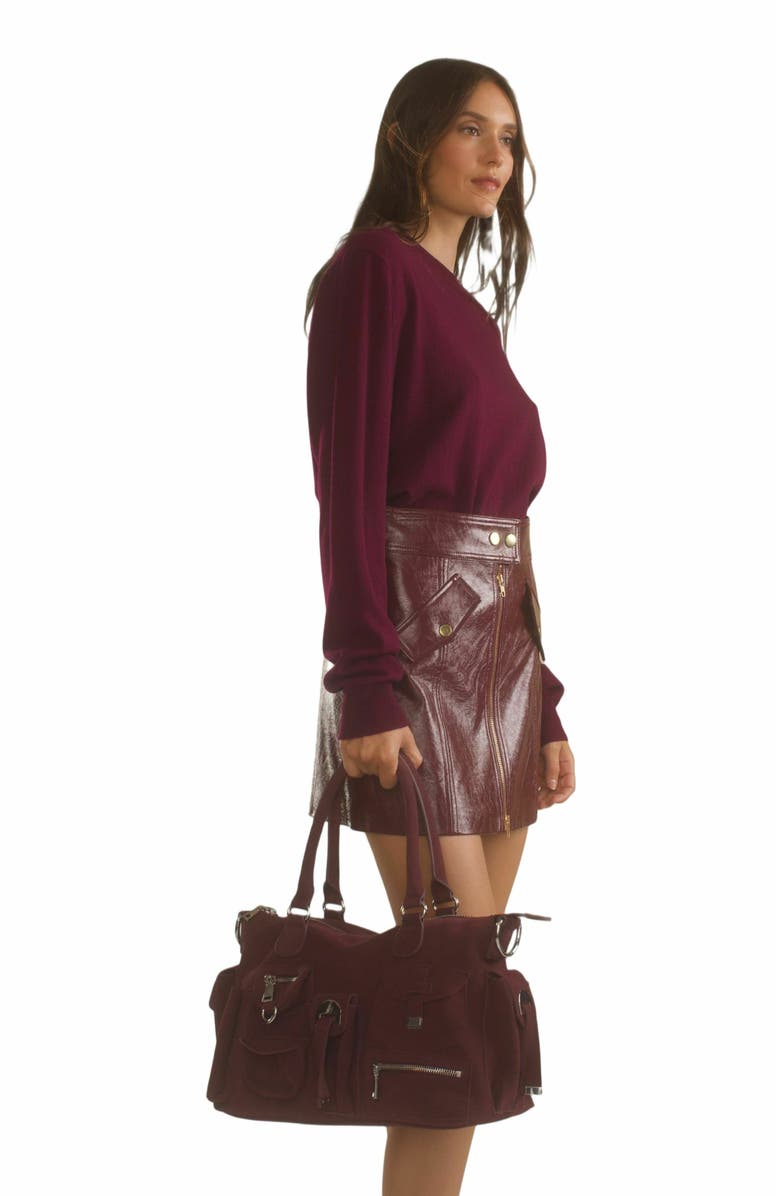 Cynthia Rowley Harper Vegan Leather Skirt, Alternate, color, Oxblood