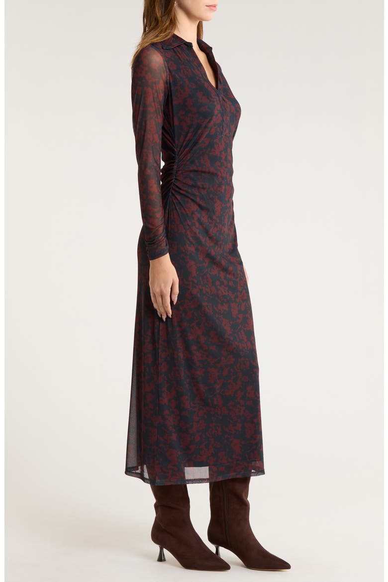 Long Sleeve Polo Midi Dress, Alternate, color, DARK NAVY