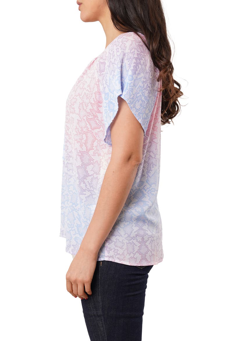 Tie Front Short Sleeve Top, Alternate, color, TILED SNAKESKIN