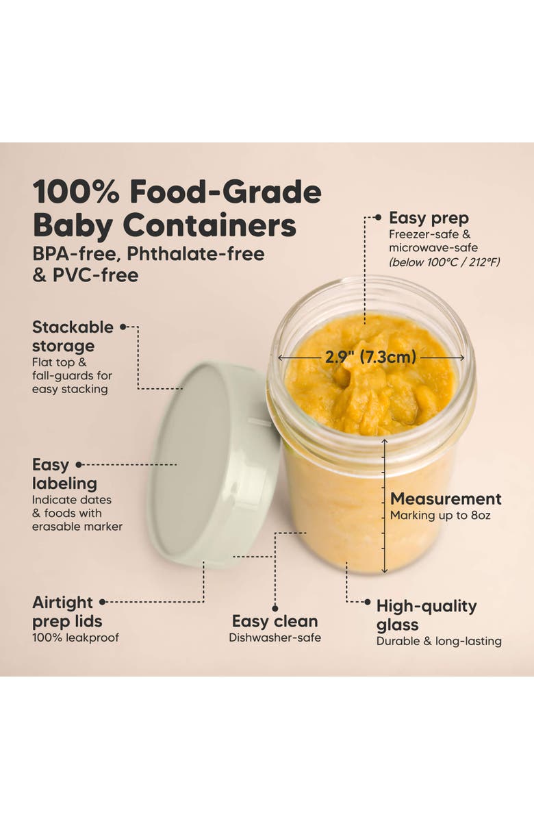 KeaBabies 4-Pack Prep Jars Food Glass Containers, Alternate, color, Sage