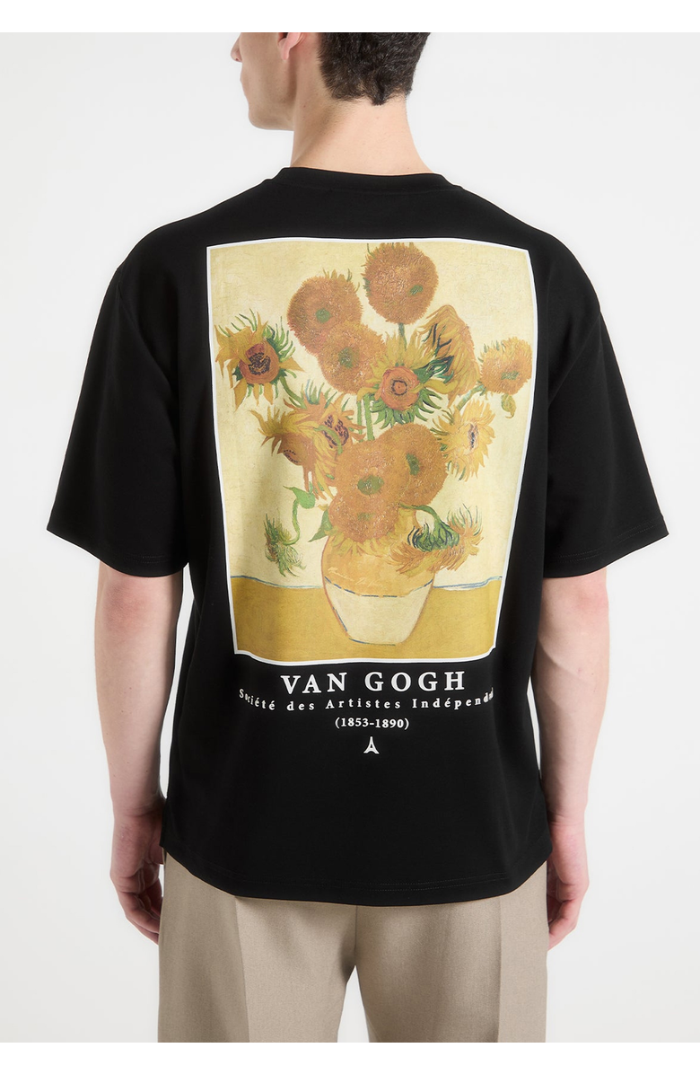 Manière De Voir Sunflowers Van Gogh Cotton T-Shirt, Alternate, color, Black