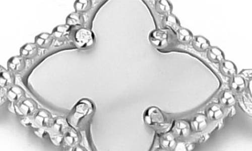 Adornia Silver Plated White Mother Of Pearl Flower Bracelet In Silver
