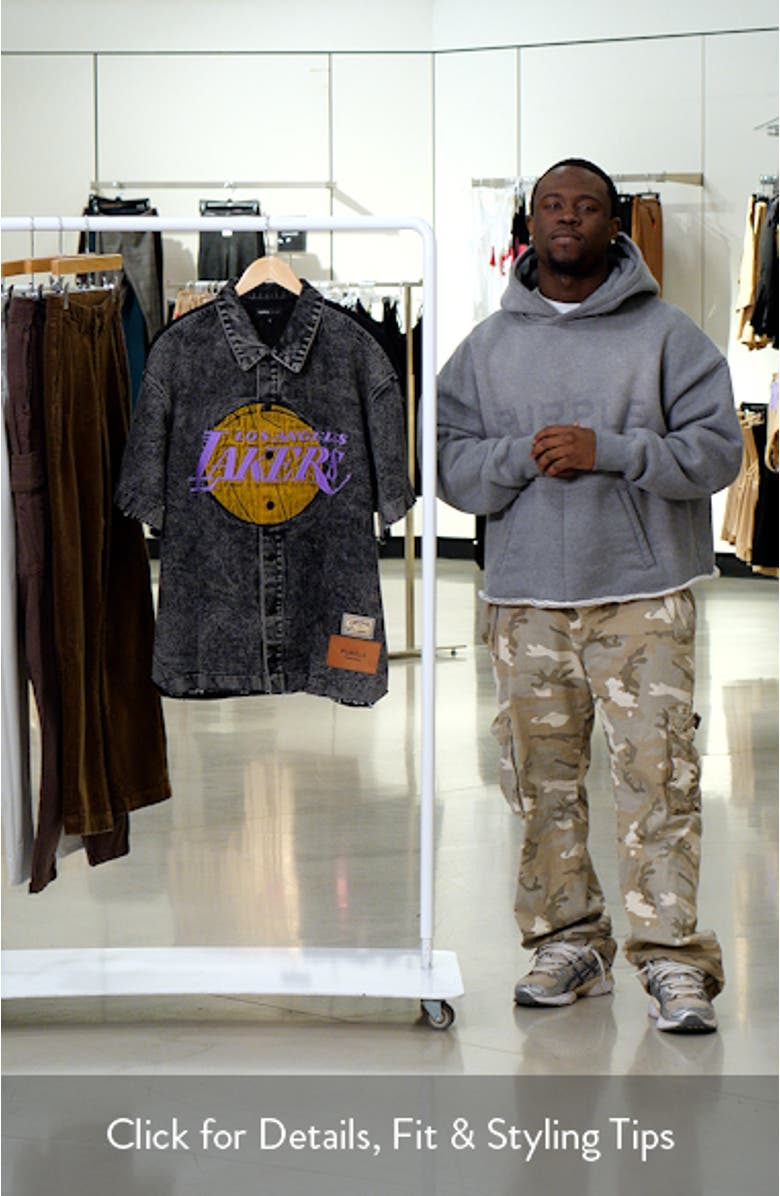x NBA LA Lakers Short Sleeve Snap-Up Shirt, sales video thumbnail