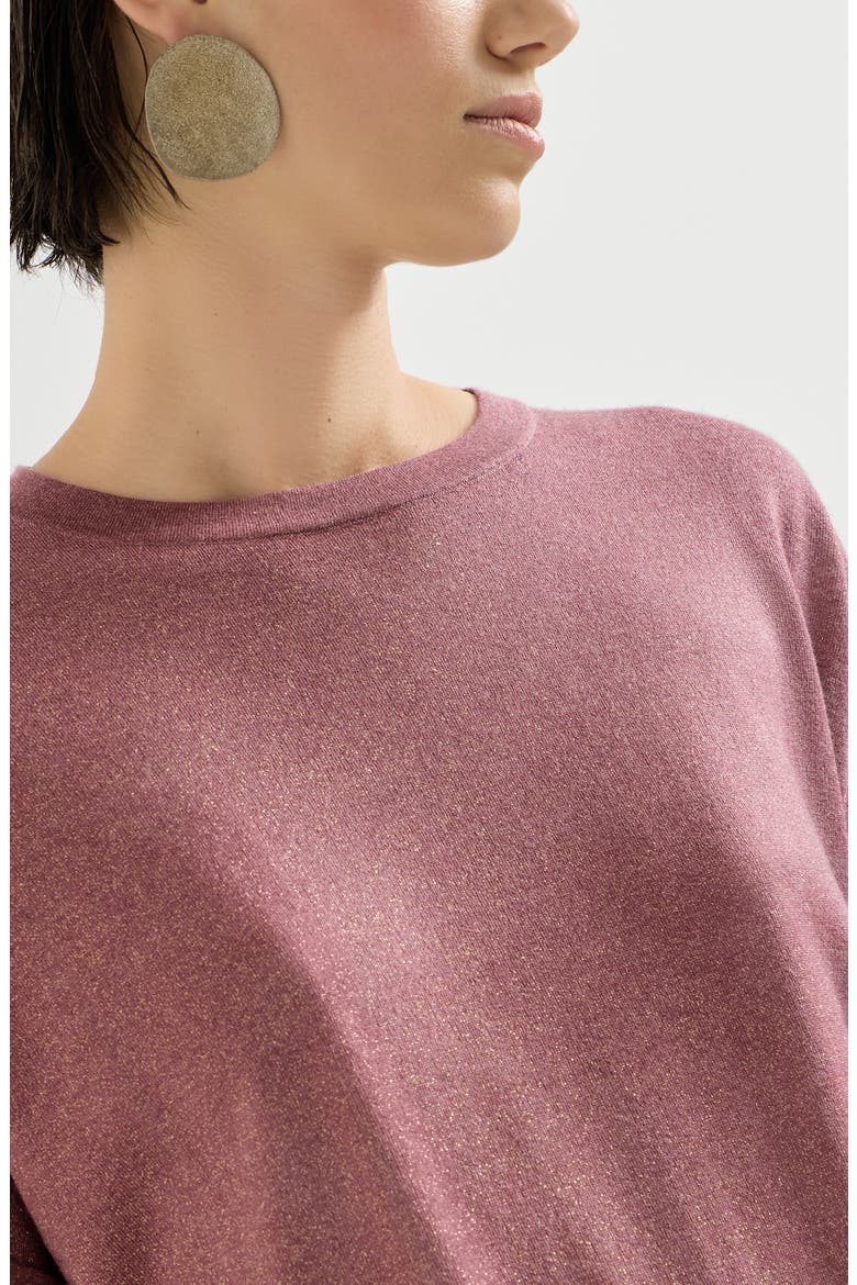 Sparkling cashmere and silk lightweight knit T-shirt, Alternate, color, Purple