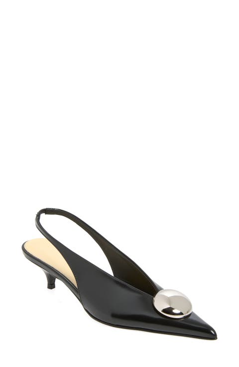 Dome Slash Kitten Heel Pointed Toe Slingback Pump